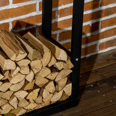 HOMCOM Metal Firewood Log Holder Tall Firewood Rack Indoor Outdoor Fireplace Wood Storage Shelf, Black, 60Wx25Dx150Hcm - 7