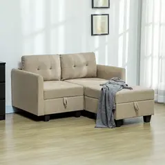 HOMCOM 'L' Shape Modular Storage Sofa - Light Brown - 2