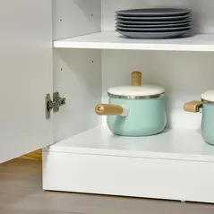 HOMCOM Kitchen Cupboard with 6-tier Shelving, Freestanding Storage Cabinet Sideboard, Pantry Cupboard with 3 Open Compartments and Double-door Cabinet with Adjustable Shelves, White - 9