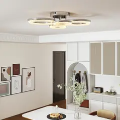 HOMCOM LED Ceiling Light, Modern 4 Rings Ceiling Lamp with Wall Switch Control, 40W 4350lm Flush Mount Ceiling Light with 3500K/4500K/6000K Colour Temperatures for Living Room, Bedroom, Silver Tone - 9