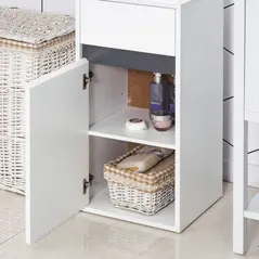 HOMCOM MDF Tri-Compartment Bathroom Storage Cabinet White - 9