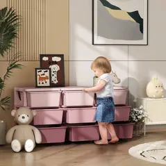 HOMCOM Kids Storage Unit, with Nine Drawers - Pink - 2