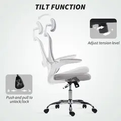 HOMCOM Mesh Back Office Chair, with Lumbar Support - Grey - 8