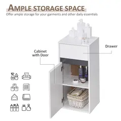 HOMCOM MDF Tri-Compartment Bathroom Storage Cabinet White - 5