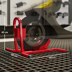 HOMCOM Metal Motorcycle Motorbike Wheel Chock Locking Stand System 17", 19", 21"/43, 48, 51 cm Front Wheels Steel Adjustable Fixing Tyre Holder Support - 3