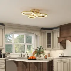 HOMCOM LED Ceiling Light, Modern 4 Rings Ceiling Lamp with Wall Switch Control, 40W 4350lm Flush Mount Ceiling Light with 3500K/4500K/6000K Colour Temperatures for Living Room, Bedroom, Gold Tone - 7