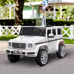HOMCOM Mercedes Benz G500 Licensed 12V Kids Electric Ride On Car  Toy with Parental Remote Control Battery-powered 2 Motors Music Lights MP3 for 3-8 Years Old White - 2