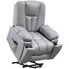 HOMCOM Leathaire Eight Massage Point Armchair, with Reclining Back - Charcoal Grey - 1