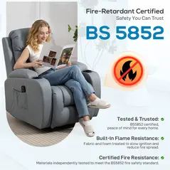 HOMCOM Massage Recliner Armchair, PU Leather Recliner Chair, Grey - 9