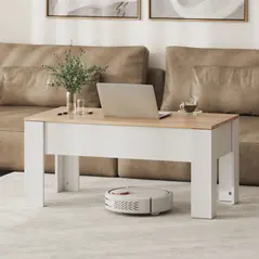 HOMCOM Lift Top Coffee Table with Hidden Storage Compartment, Lift Tabletop Pop-Up Center Table for Living Room - 8