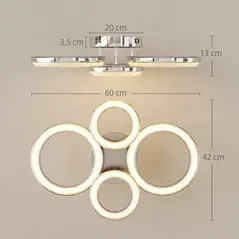 HOMCOM LED Ceiling Light, Modern 4 Rings Ceiling Lamp with Wall Switch Control, 40W 4350lm Flush Mount Ceiling Light with 3500K/4500K/6000K Colour Temperatures for Living Room, Bedroom, Silver Tone - 3