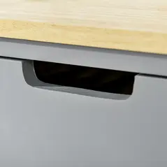 HOMCOM Kitchen Trolley Utility Cart on Wheels with Rubberwood Worktop, Towel Rack, Storage Shelves & Drawer for Dining Room, Grey - 9