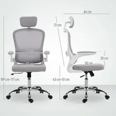 HOMCOM Mesh Back Office Chair, with Lumbar Support - Grey - 3