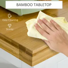 HOMCOM Kitchen Cart Storage Trolley Wooden Cabinet with Drawer Cupboard Towel Rail White - 5