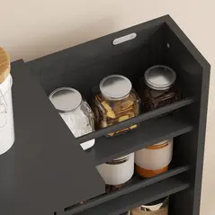 HOMCOM Kitchen Cupboard, Freestanding Multi-Storage Kitchen Pantry Cabinet with Adjustable Shelves, Black - 9