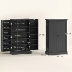 HOMCOM Kitchen Cupboard, Freestanding Multi-Storage Kitchen Pantry Cabinet with Adjustable Shelves, Black - 3