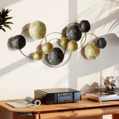 HOMCOM Metal Wall Art, Modern Hanging Wall Decor with Multi-Disc Design for Living Room - 2