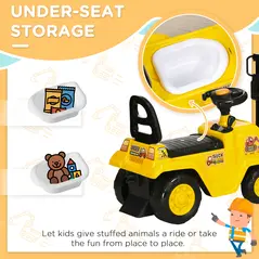HOMCOM Kids Ride-On Construction Car, with Fork, Tray, Sounds - Yellow - 5