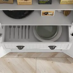 HOMCOM Kitchen Storage Cabinet with Drawer and Adjustable Shelves - White - 9