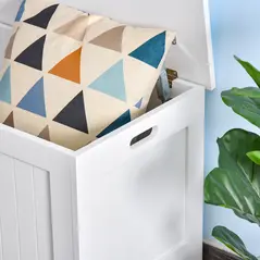 HOMCOM Lift Top Storage Chest Toy Box Organizer with Lid and Safety Hinges for Bedroom Entryway Living Room - White - 9