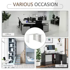 HOMCOM L-Shaped Computer Desk with Storage Compartments, Drawer and Cabinet, Laptop PC Corner Table, Home Office Workstation, 120 x 115 x 76cm, White - 6