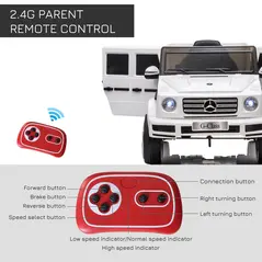 HOMCOM Mercedes Benz G500 Licensed 12V Kids Electric Ride On Car  Toy with Parental Remote Control Battery-powered 2 Motors Music Lights MP3 for 3-8 Years Old White - 9