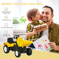 HOMCOM Kids Ride on Tractor No Power Pedal Go Kart with Manual Control Bucket for 3-6 Years Old - 4