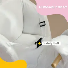 HOMCOM Kids Rabbit-Shaped Rocking Horse, with Safety Belt, Realistic Sounds, for Ages 18-36 Months - White - 6