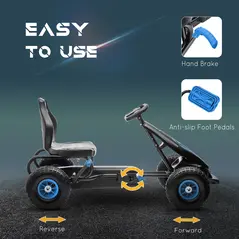 HOMCOM Kids Pedal Go Kart, with Adjustable Seat, Inflatable Tyres - Blue - 5