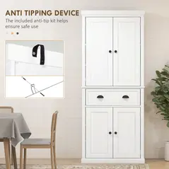 HOMCOM Kitchen Storage Cabinet with Drawer and Adjustable Shelves - White - 6