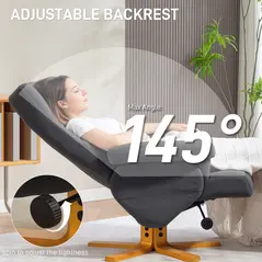 HOMCOM Linen-Look Recliner, with Storage Ottoman - Grey - 4