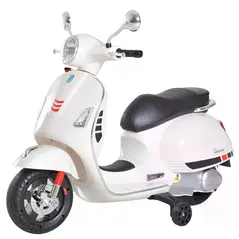 HOMCOM Kids Ride On Vespa Motorcycle W/LED Lights - White - 9