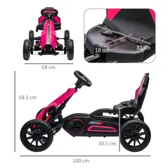 HOMCOM Kids Pedal Go Kart, with Adjustable Seat, EVA Wheels, Seat, Handbrake - Pink - 3