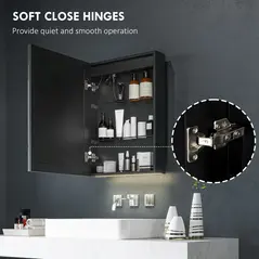 HOMCOM LED Mirror Bathroom Cabinet, with Shaver Socket - 6