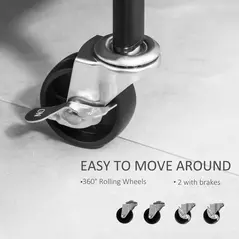 HOMCOM Metal Clothes Rack with Shoe Storage, Clothing Rail on Wheels, Freestanding Hall Tree, Coat Stand with 2 Storage Shelf, Black - 7