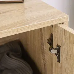 HOMCOM MDF 2-Tier Storage Cabinet Steel Frame Handles Tabletop Unique Home Style Organiser, 80H x 80L x 29.5Wcm-Oak - 9