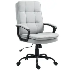HOMCOM Linen-Look Double-Padded Office Chair - Grey - 1