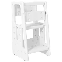 HOMCOM Kids Step Stool, Adjustable Standing Platform, Toddler Kitchen Stool, White - 1