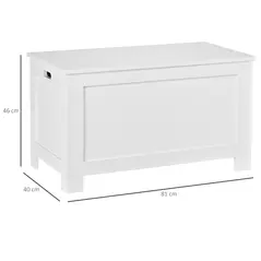 HOMCOM Lift Top Storage Chest Toy Box Organizer with Lid and Safety Hinges for Bedroom Entryway Living Room - White - 3