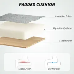 HOMCOM Linen-Look Double-Padded Office Chair - Grey - 5