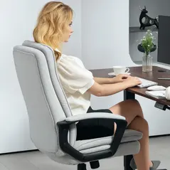 HOMCOM Linen-Look Double-Padded Office Chair - Grey - 8