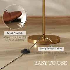 HOMCOM LED Floor Lamp with Remote Control - Gold Tone - 5