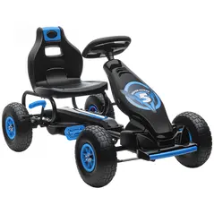 HOMCOM Kids Pedal Go Kart, with Adjustable Seat, Inflatable Tyres - Blue - 1