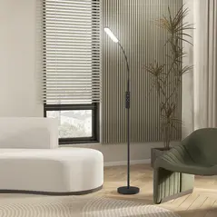 HOMCOM LED Floor Lamp, Standing Lamp with Remote & Touch Control, Stepless Dimmable Colours Temperature & Brightness, 360° Adjustable Gooseneck, 1 Hour Timer, Memory Function for Living Room, Black - 9