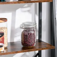 HOMCOM Ladder Shelf, Bookshelf, 4-Tier Industrial Storage Rack for Living Room, Bedroom, Kitchen, Rustic Brown and Black - 8