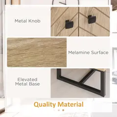 HOMCOM MDF 2-Tier Storage Cabinet Steel Frame Handles Tabletop Unique Home Style Organiser, 80H x 80L x 29.5Wcm-Oak - 6