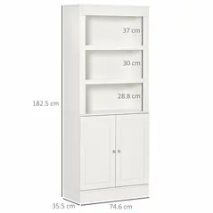 HOMCOM Kitchen Cupboard with 6-tier Shelving, Freestanding Storage Cabinet Sideboard, Pantry Cupboard with 3 Open Compartments and Double-door Cabinet with Adjustable Shelves, White - 3