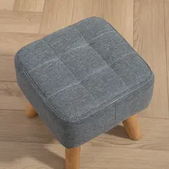 HOMCOM Linen-Look Square Padded Footstool - Grey - 8