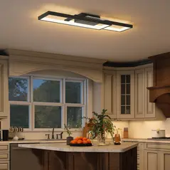 HOMCOM LED Ceiling Light, Modern Dimmable Ceiling Light with Wall Switch & Remote Control, Flush Mount Ceiling Lamp with 3000-6000K Colour Temperatures for Living Room, Bedroom, Black - 7