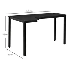 HOMCOM L-Shaped Gaming Desk, Computer Corner Desk, Home Office Workstation with Cable Management, 145 x 81 x 76cm, Black, Left - 3